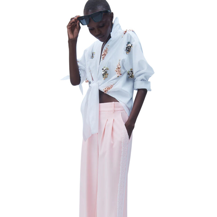 Alfi Sequin-Embroidered Poplin Shirt image number null