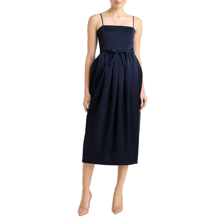 Soline Sleeveless Bow Detail Pleated Midi Dress image number null