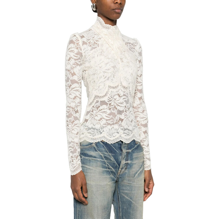 Long Sleeve Lace Turtleneck Top image number null