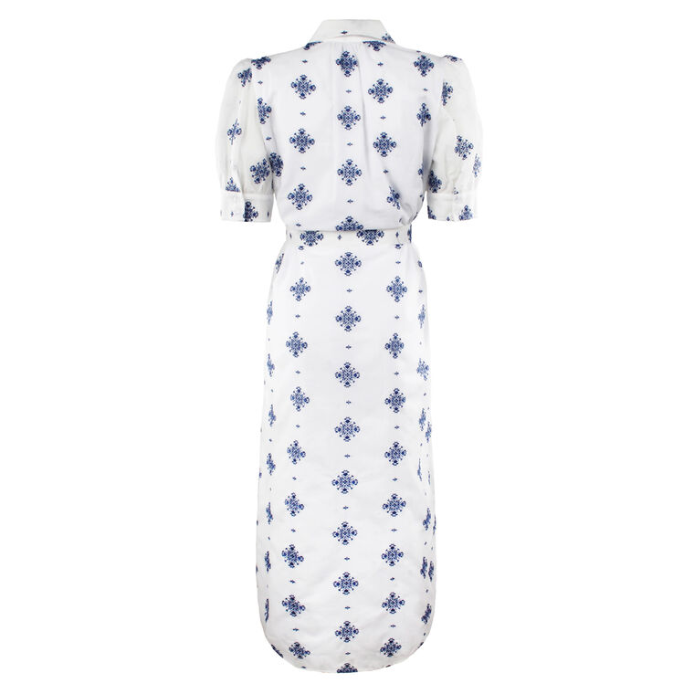 Meredith Short Sleeve Belted Embroidered Midi Dress image number null
