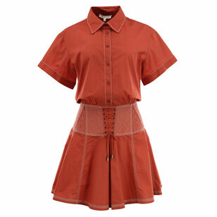 Georgia Cotton Poplin Short Sleeve Mini Dress