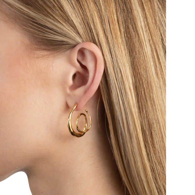 Molten Gold Spiral Hoop Earrings image number null