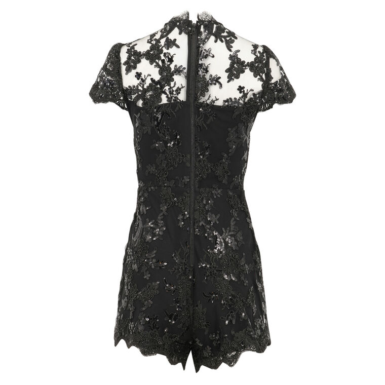 Aliana Lace Embellished Sequin Romper image number null