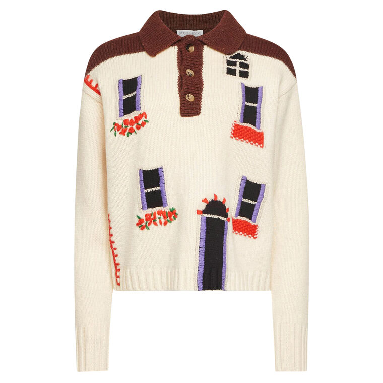 House Intarsia Polo Sweater image number null
