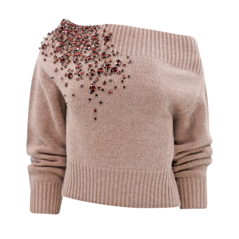 Boreal Wool Cashmere Blend Sweater With Crystal Embroidery image number null