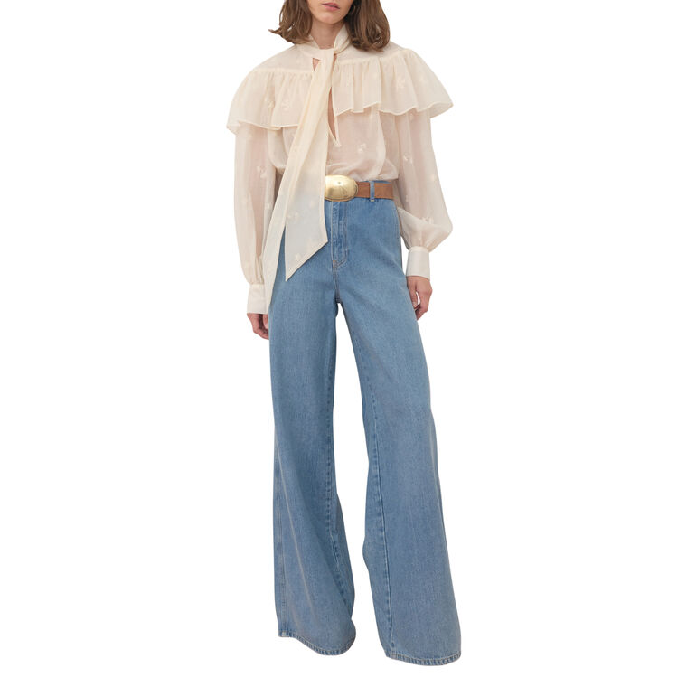 Marilou Long Sleeve Tie-Neck Ruffle Shirt image number null