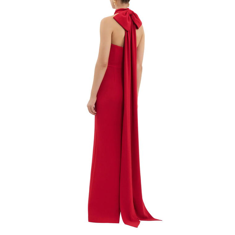 Raziel Asymmetrical Halterneck Column Gown image number null