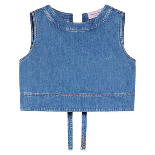 Magia Woven Denim Cropped Sleeveless Top
