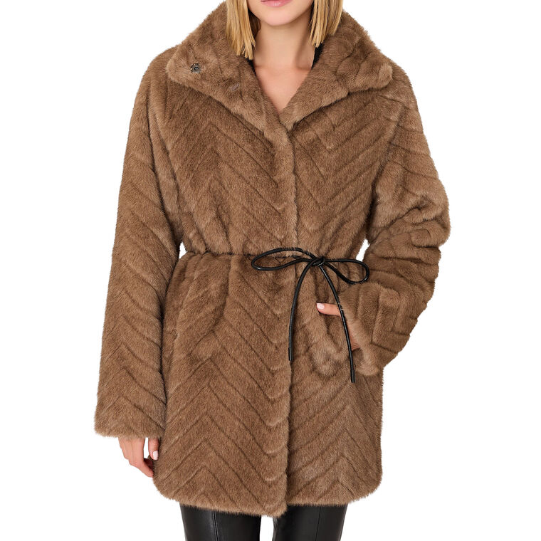 Dayna Quilted Faux Fur Coat image number null