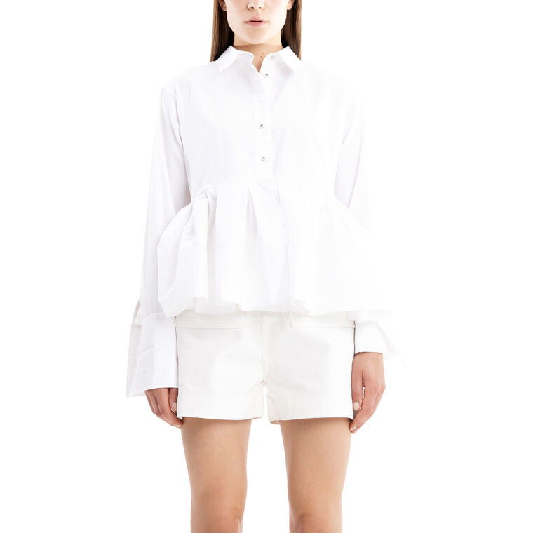 Cotton Peplum Flounce Shirt image number null
