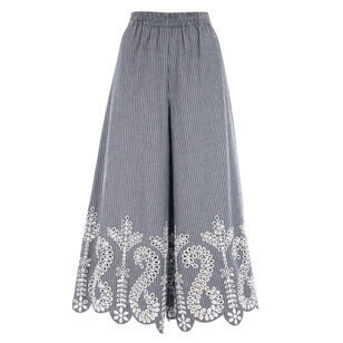 Carter Wide-Leg Cropped Embroidery Pant