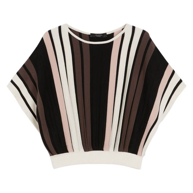 Pegola Plisse-Pleated Viscose Yarn Short Sleeve Top image number null