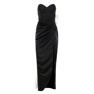 Satin Strapless Bustier Gown With Oversized Bow