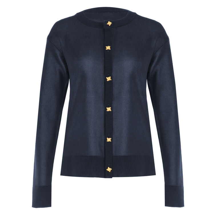 Silk Double Knit Cardigan image number null