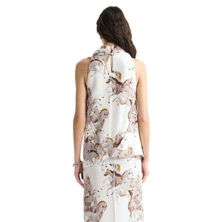 Sleary Sleeveless Silk High Neck Top image number null
