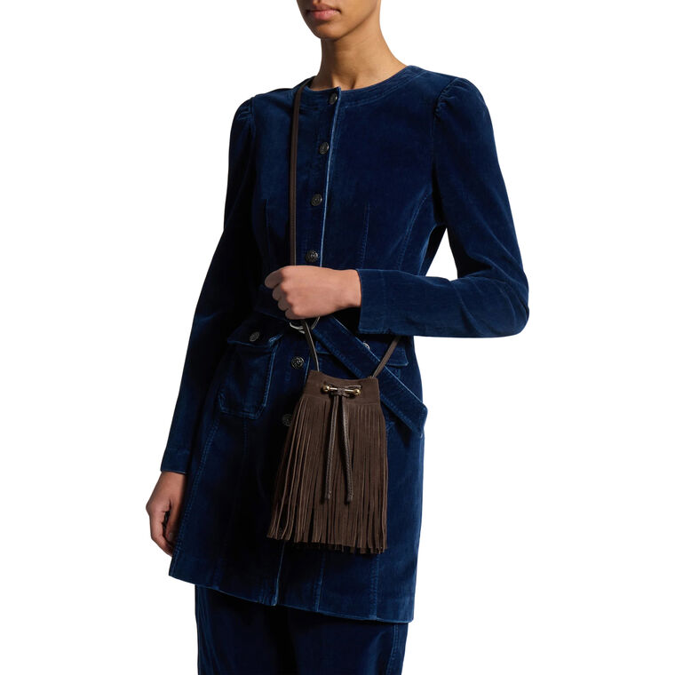 Osette Midi Suede Pouch With Fringe image number null