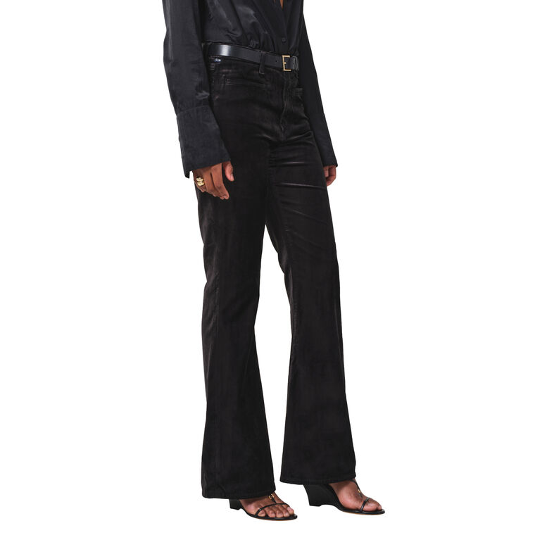 Lilah Velvet Flare Pant With Welt Pocket image number null