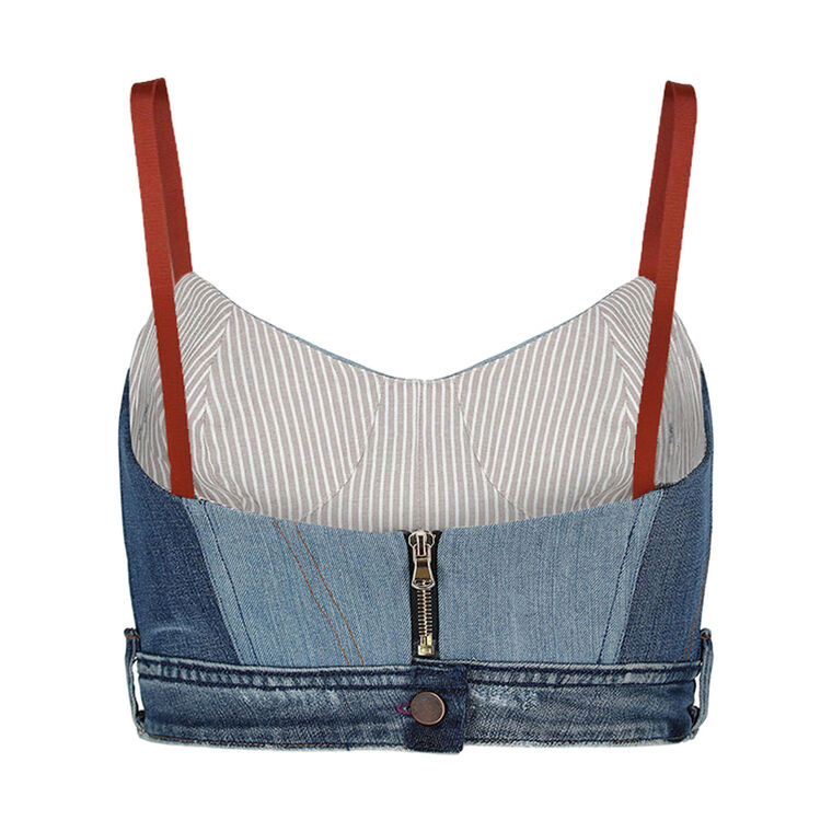 Upcycled Denim Sleeveless Bustier Top image number null