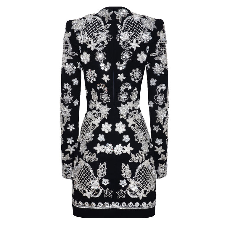 Long Sleeve Embellished Mini Dress image number null