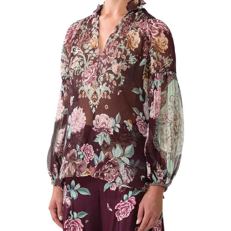 Frill Collared Long Sleeve Blouse image number null