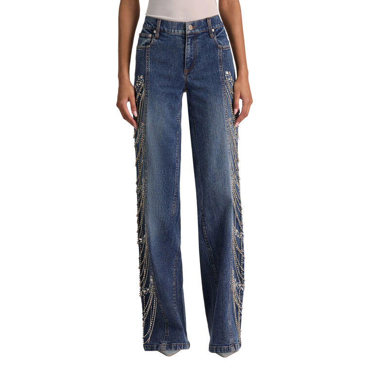 Roxie Low Rise Embellished Straight-Leg Jeans image number null