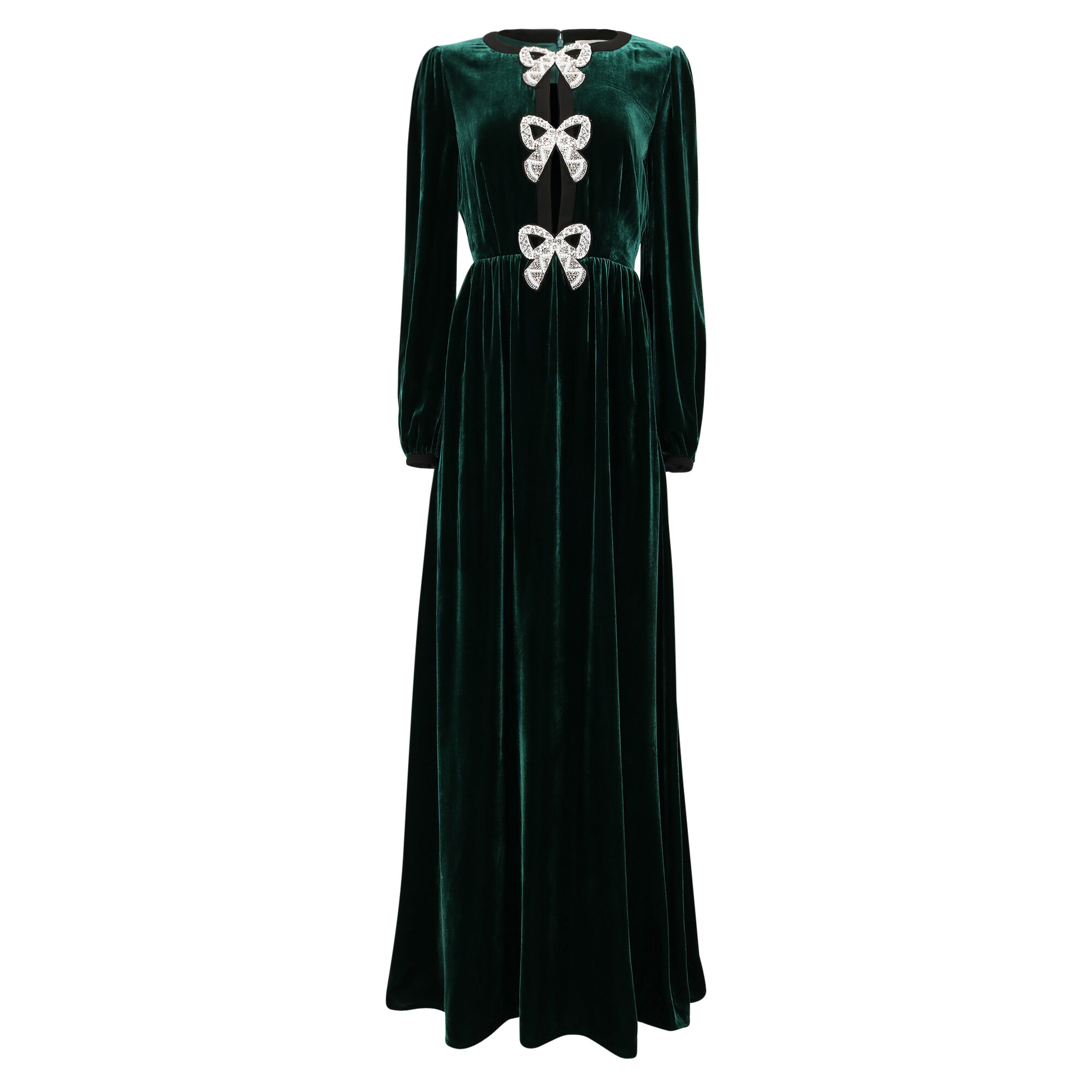 Camille Velvet Embellished Bows Dress