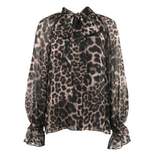 Davi Print Tie Neck Top