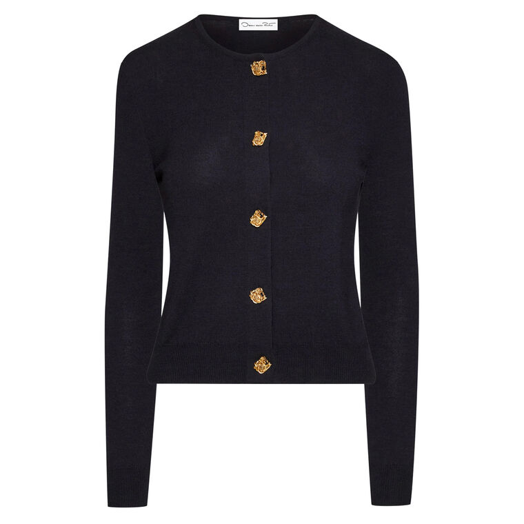 Cardigan With English Rose Jewel Button Detail image number null