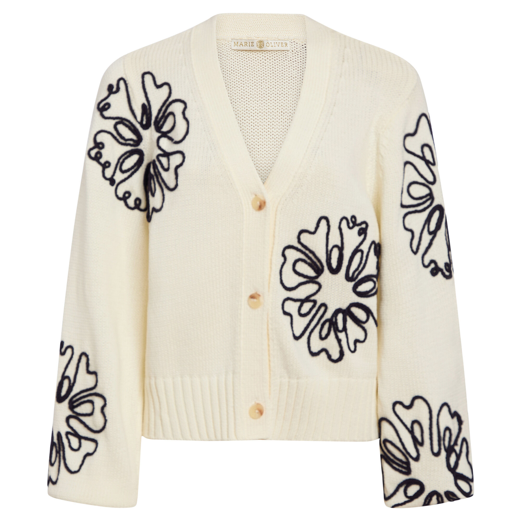 Marie Oliver Charlie Floral-Embroidered Knit Cardigan | Tootsies