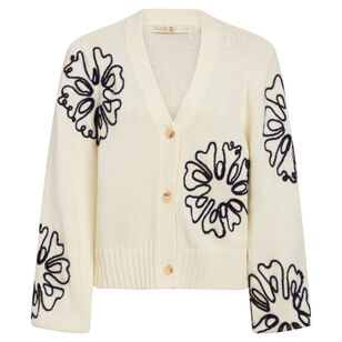 Charlie Floral-Embroidered Knit Cardigan