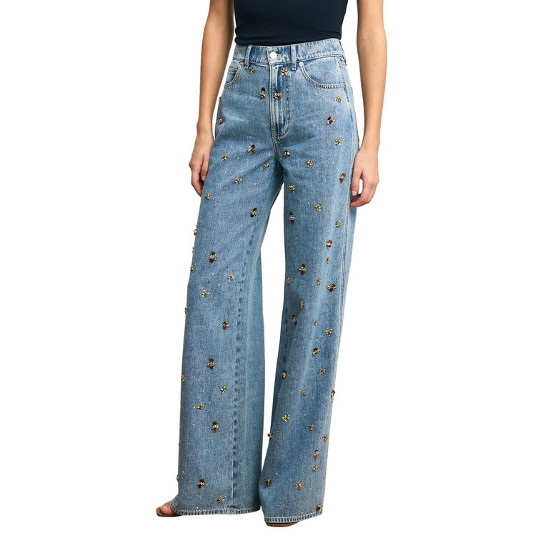 Kasey Embellished Wide-Leg Jean image number null