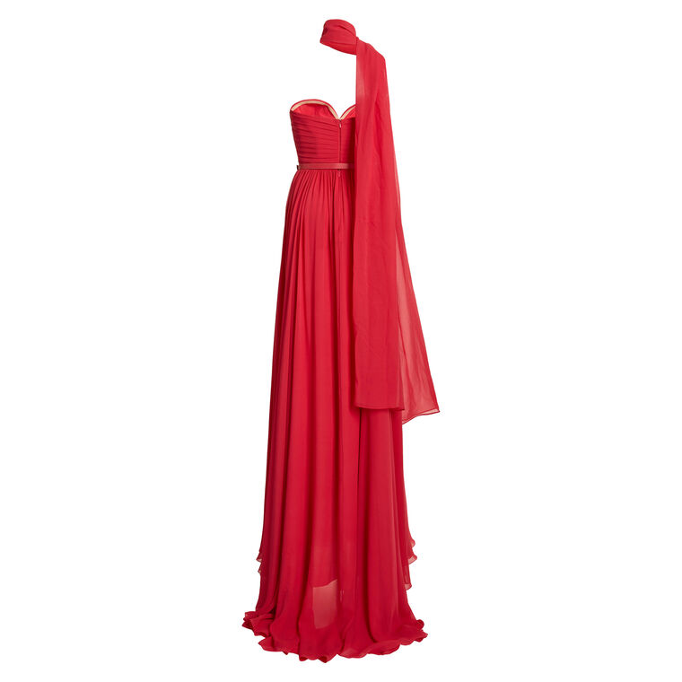 Heart Shaped Silk Long Dress image number null