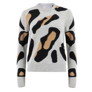 Abstract Leopard Cashmere Crewneck Sweater