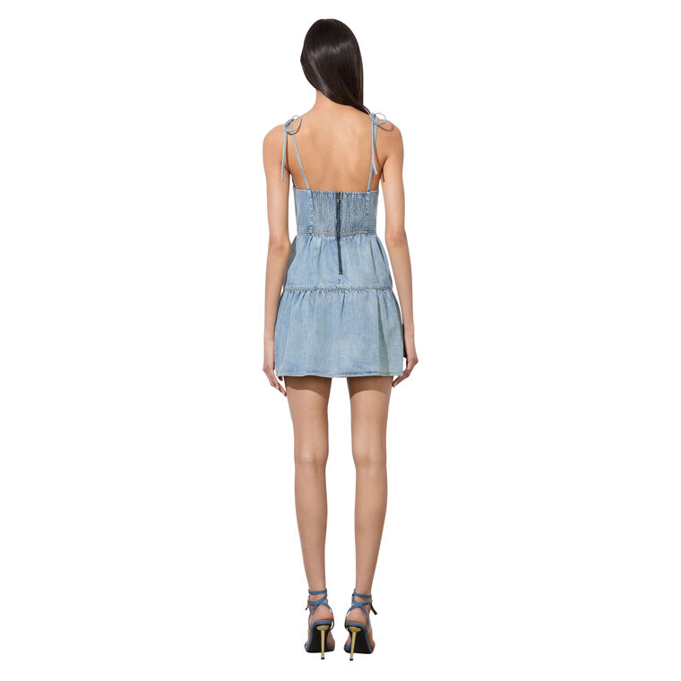 Shanti Sleeveless Button Front Denim Mini Dress image number null