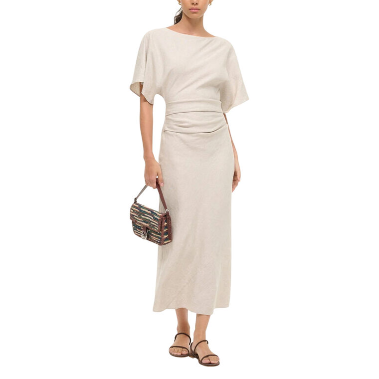 Amelie Short Sleeve Linen Midi Dress image number null