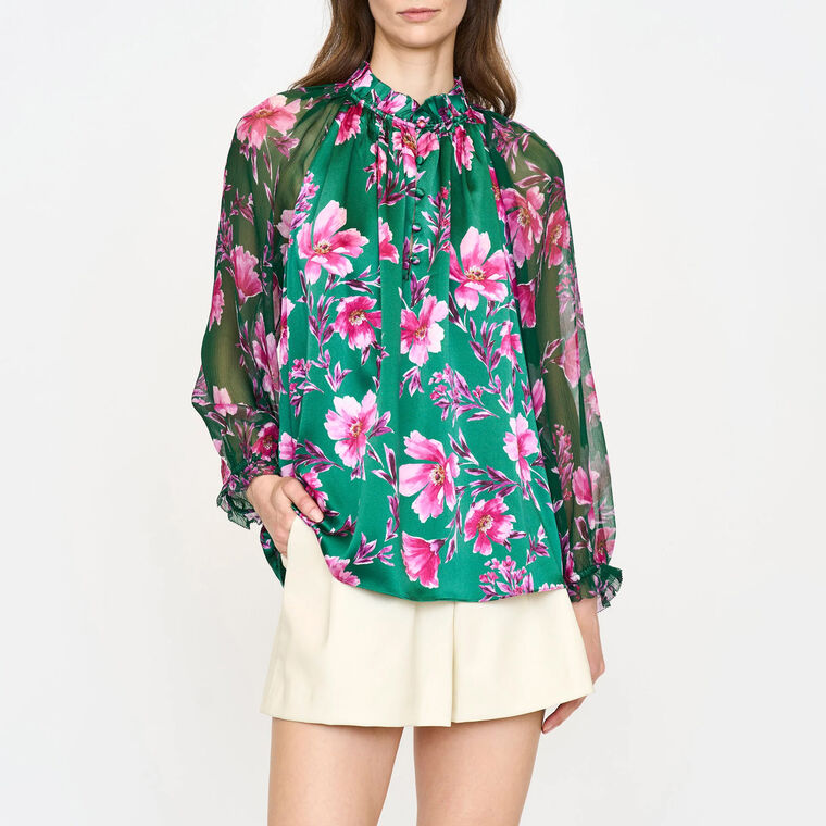 Karla Silk Ruffled Collar Blouse image number null
