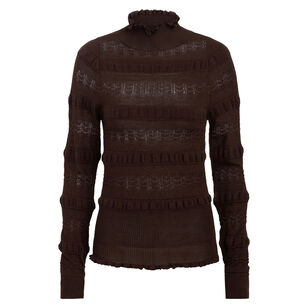 Adison Long Sleeve Ruffle Knit Turtleneck Top