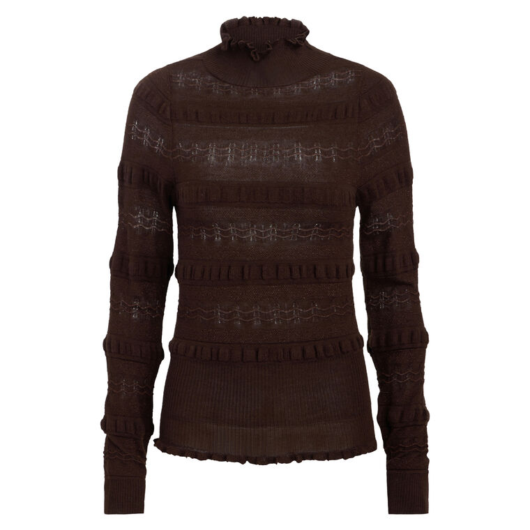Adison Long Sleeve Ruffle Knit Turtleneck Top image number null