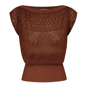 Awaken Short Sleeve Metallic Lace Knit Top