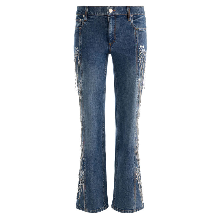 Roxie Low Rise Embellished Straight-Leg Jeans image number null