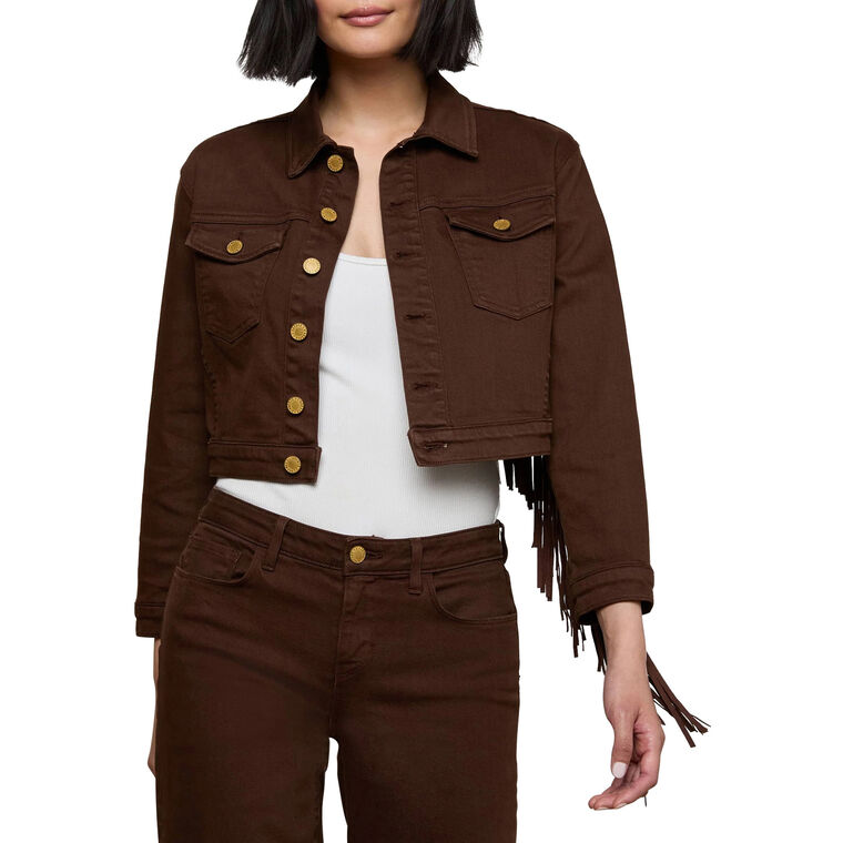 Koda Fringe Cropped Jean Jacket image number null