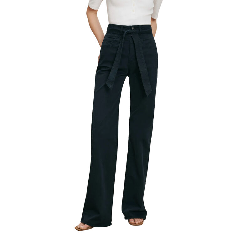Rosanna Belted Wide-Leg Cotton Twill Pant image number null