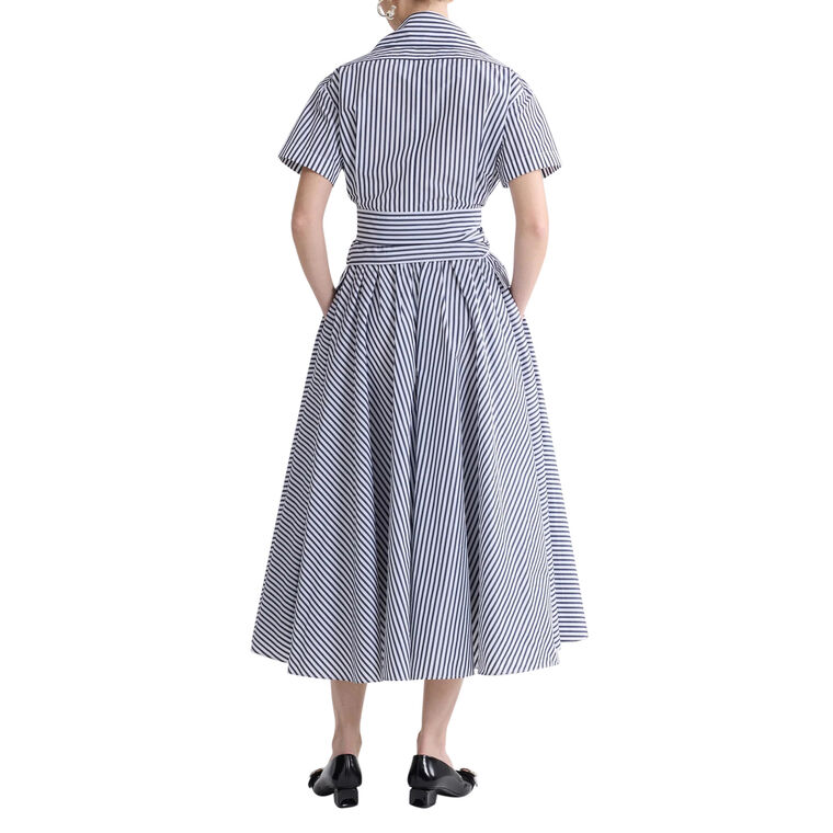Elasticated Waist Striped Midi Skirt image number null