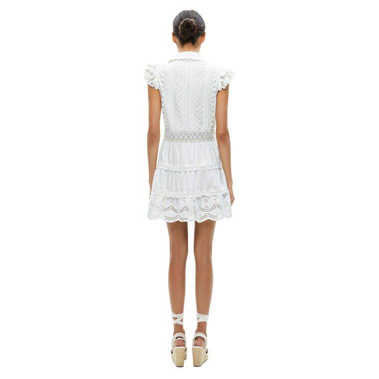 Meeko Embroidered Ruffle Sleeve Shirt Dress image number null
