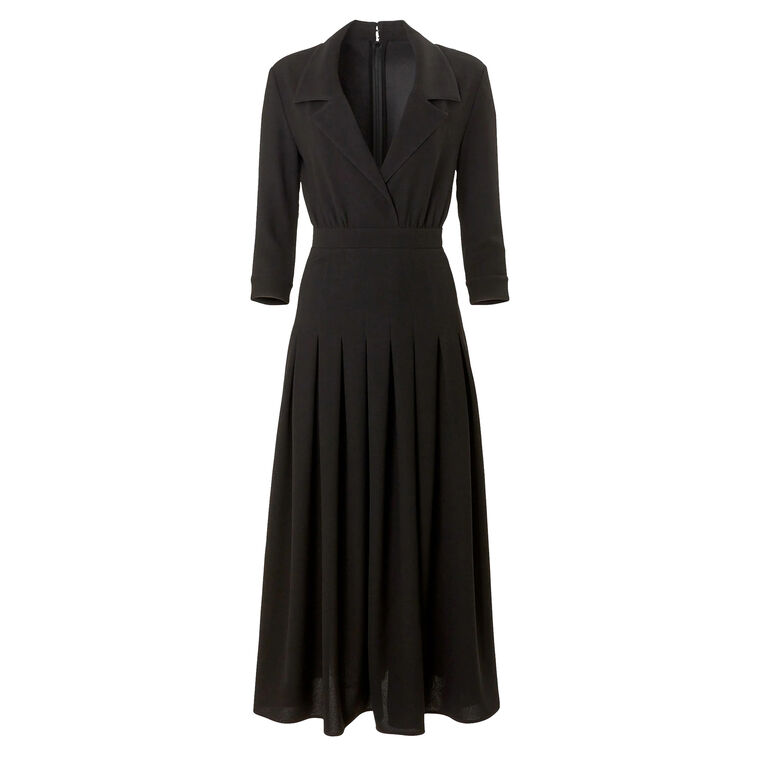 Pleated Wrap Dress With Lapels image number null