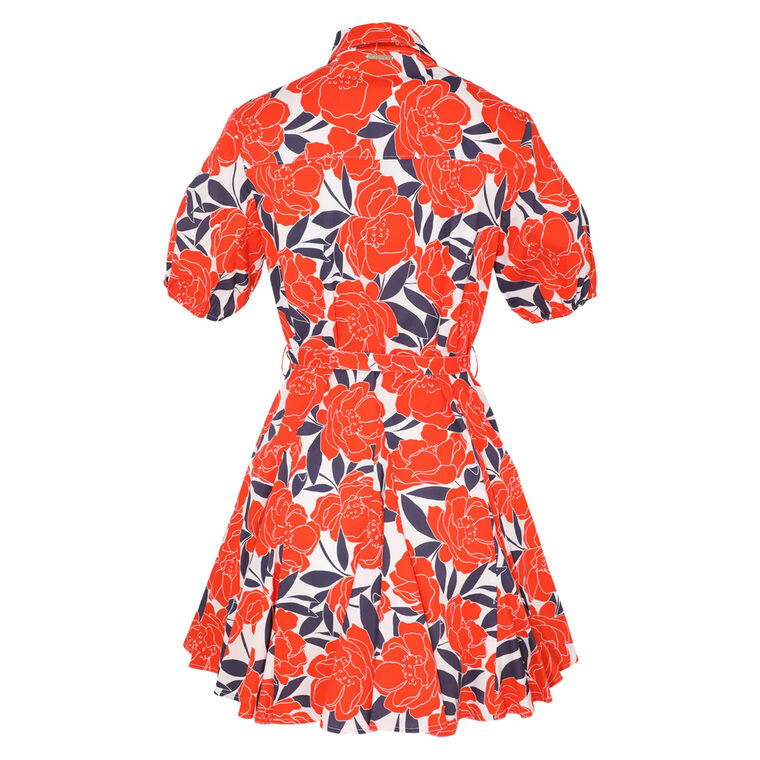 Juni Camellia Floral Short Sleeve Poplin Mini Dress image number null