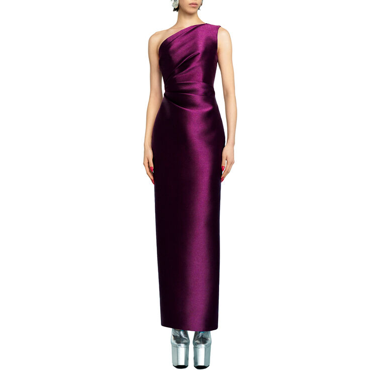 Kira One-Shoulder Satin Maxi Dress image number null
