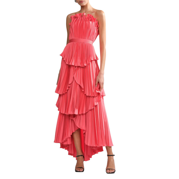 Janey Strapless Tiered Shell Midi Dress image number null