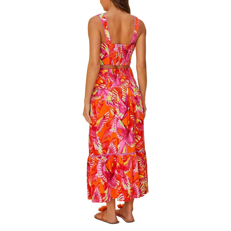 Flying Birds Tiered Midi Skirt image number null