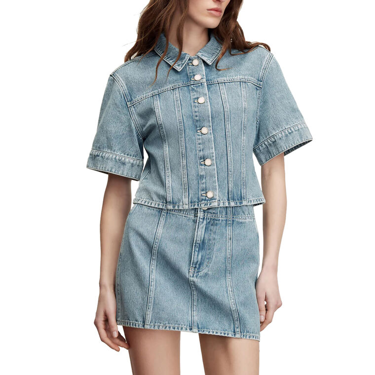 Malcom Short Sleeve Cropped Denim Jacket image number null